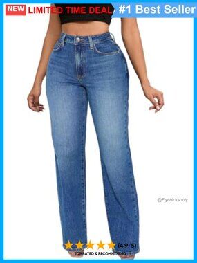 Women's High Waist Wide Leg Baggy Denim Pants Jeans